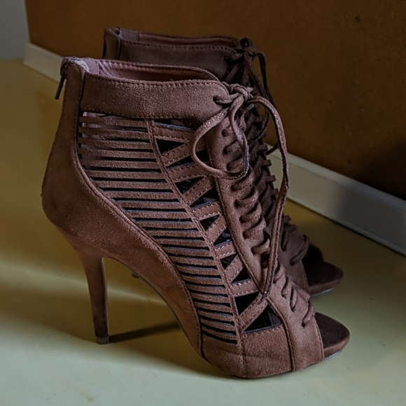 Suede Stilleto Peep Toes - Picture 3 of 4